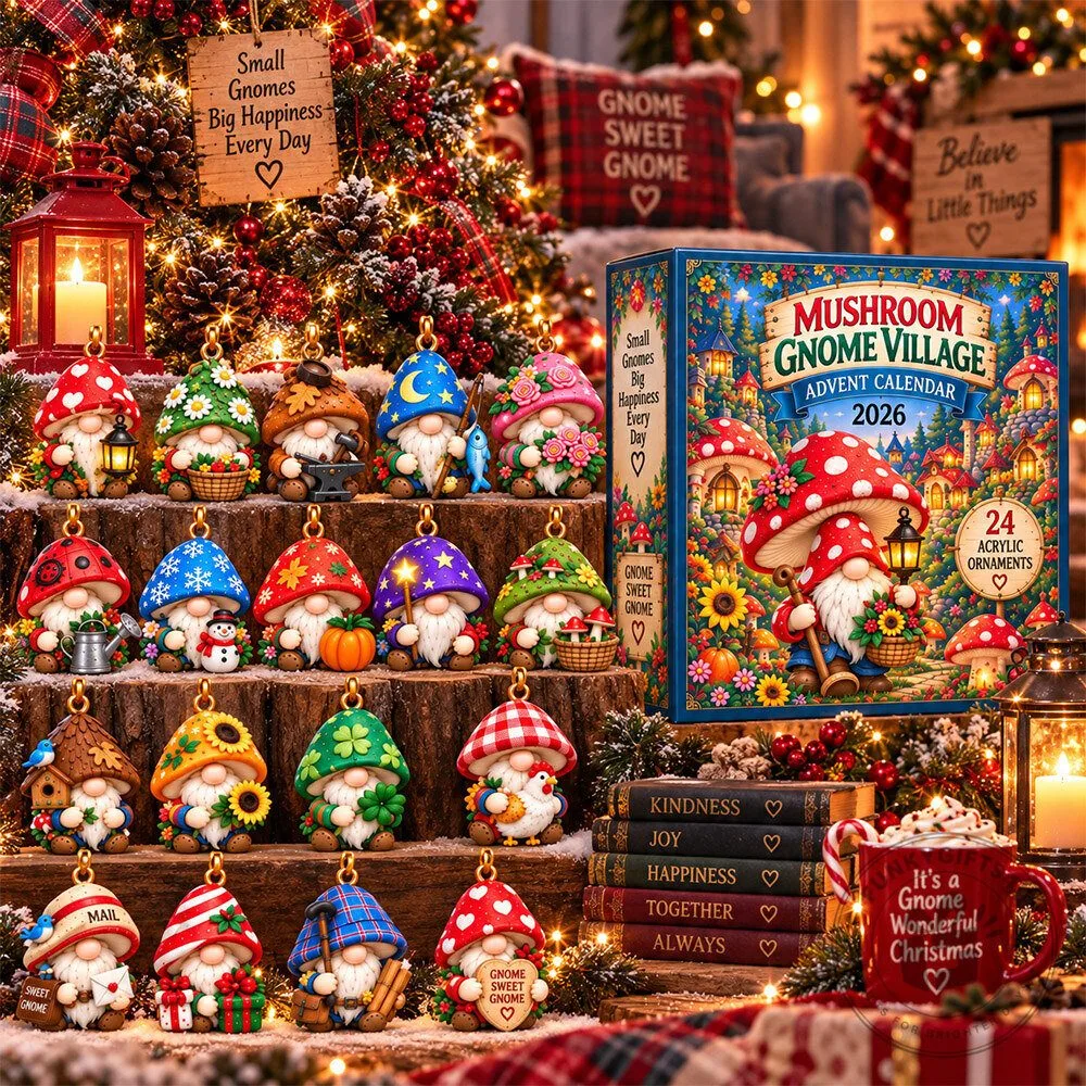 Mushroom Gnome Village 2026 Acrylic Ornaments Advent Calendar | Collectibles