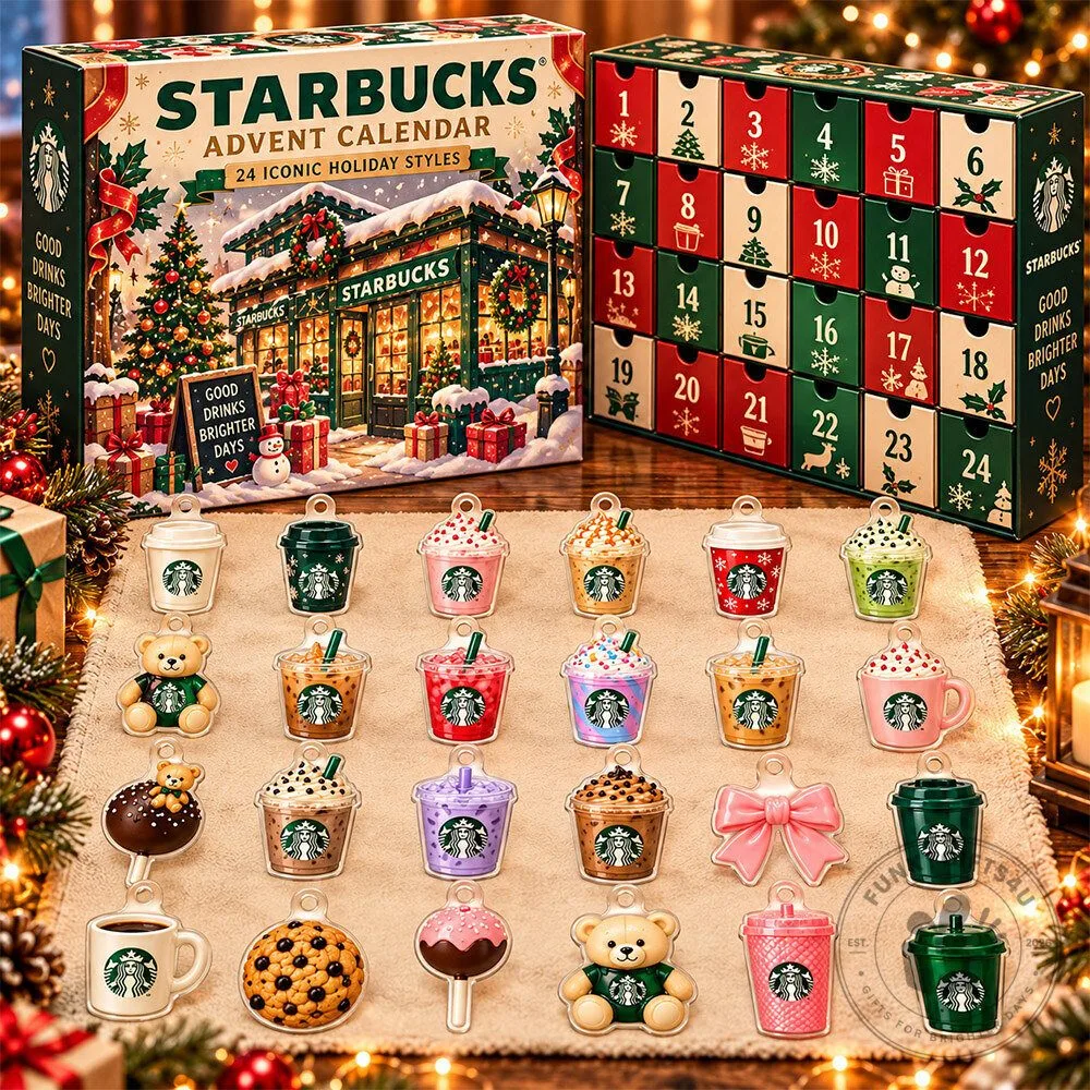 Starbucks 24 Iconic Holiday Christmas Styles Fan-Made Acrylic Advent Calendar | Acrylic Collectibles