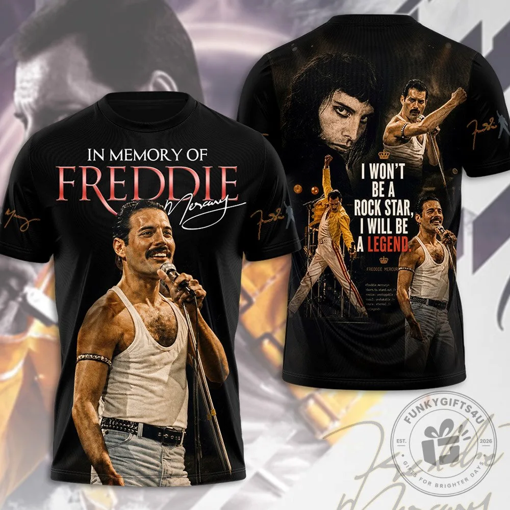 Freddie Mercury In Memory Of Queen Rock Legend Tribute T Shirt | Apparel