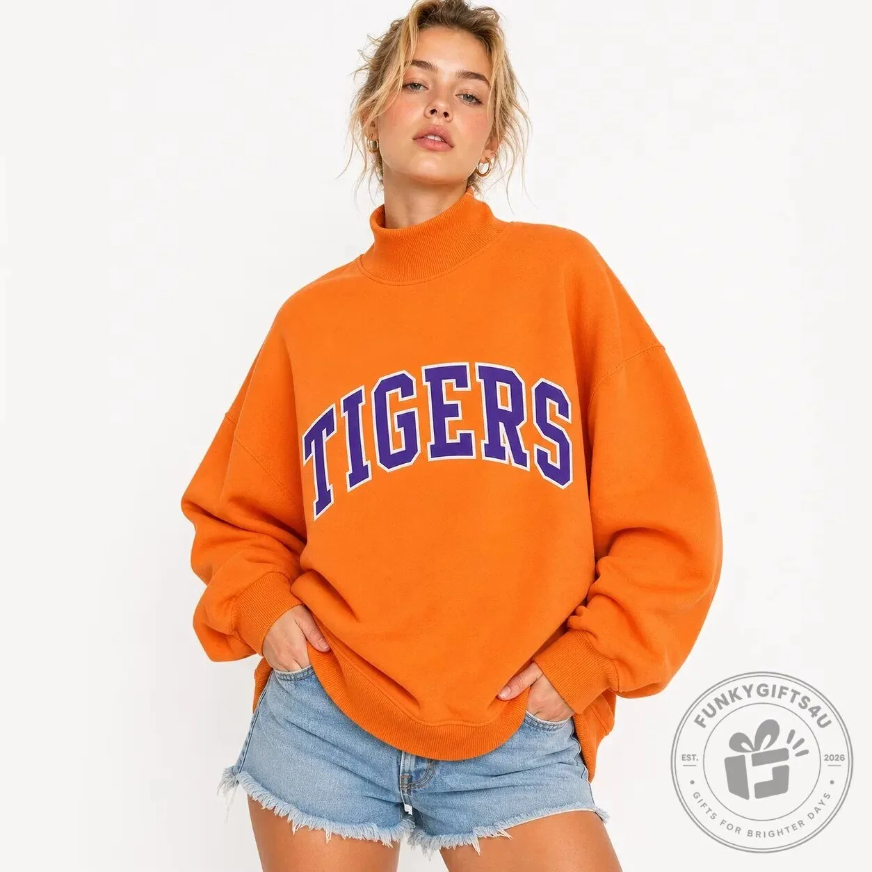 Clemson Tigers Orange Mockneck Sweatshirt for Game Day Apparel