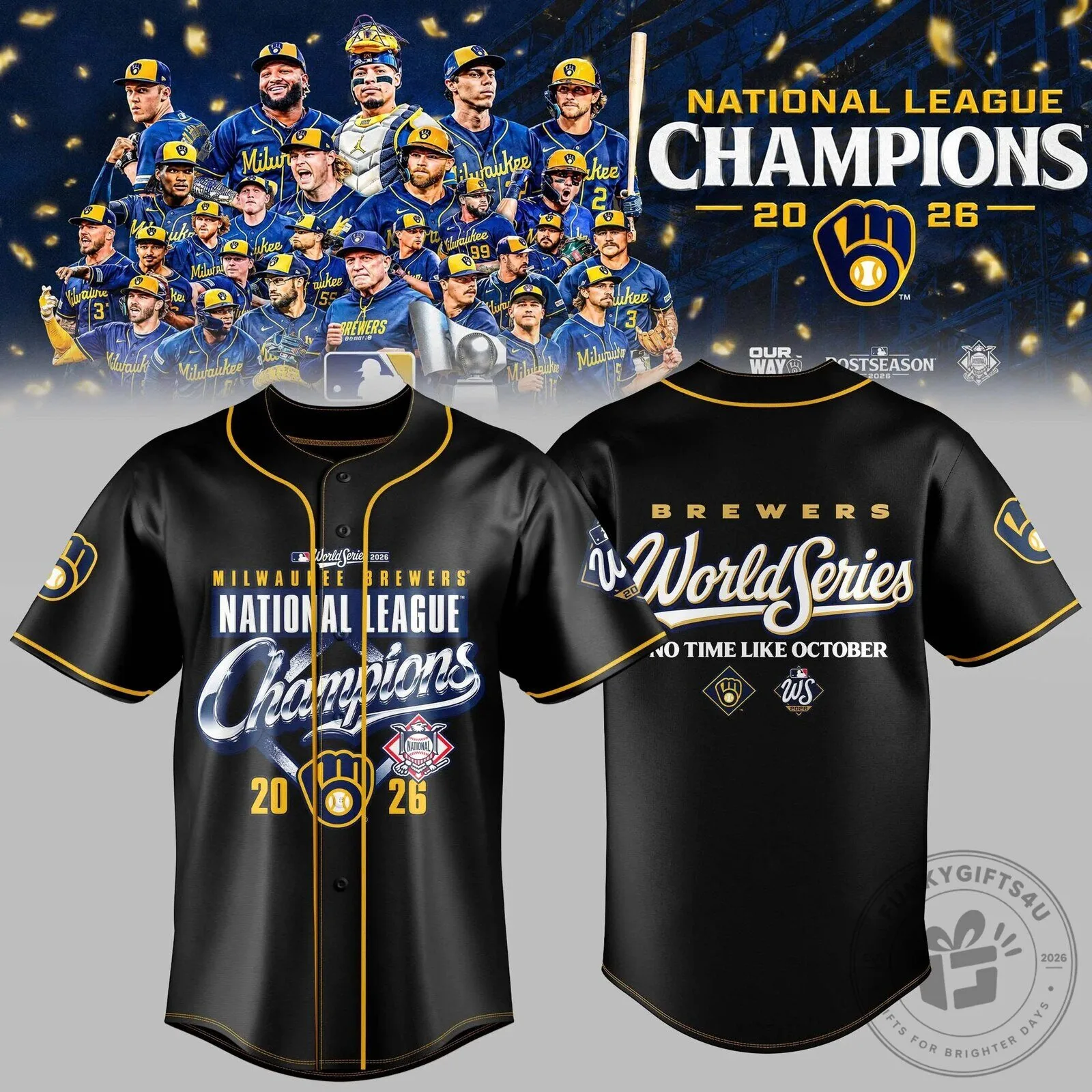 Milwaukee Brewers Baseball National League Champions 2026 World Series Jersey