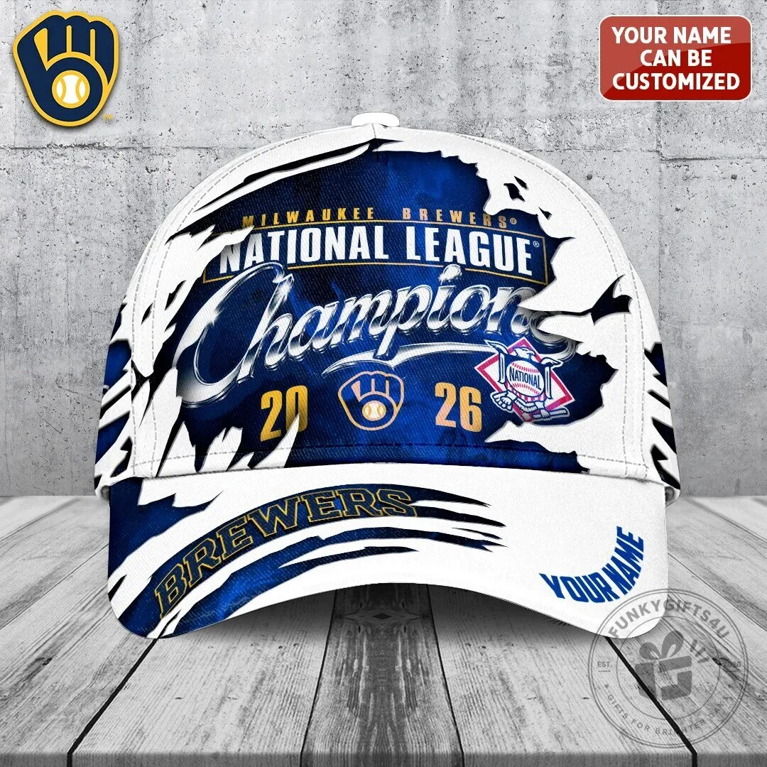 Milwaukee Brewers 2026 National League Champions Personalized Baseball Cap Hat
