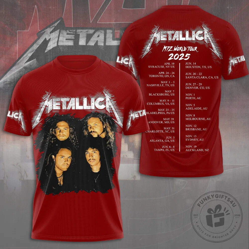 Metallica Band Members World Tour 2025 Concert Dates T-Shirt