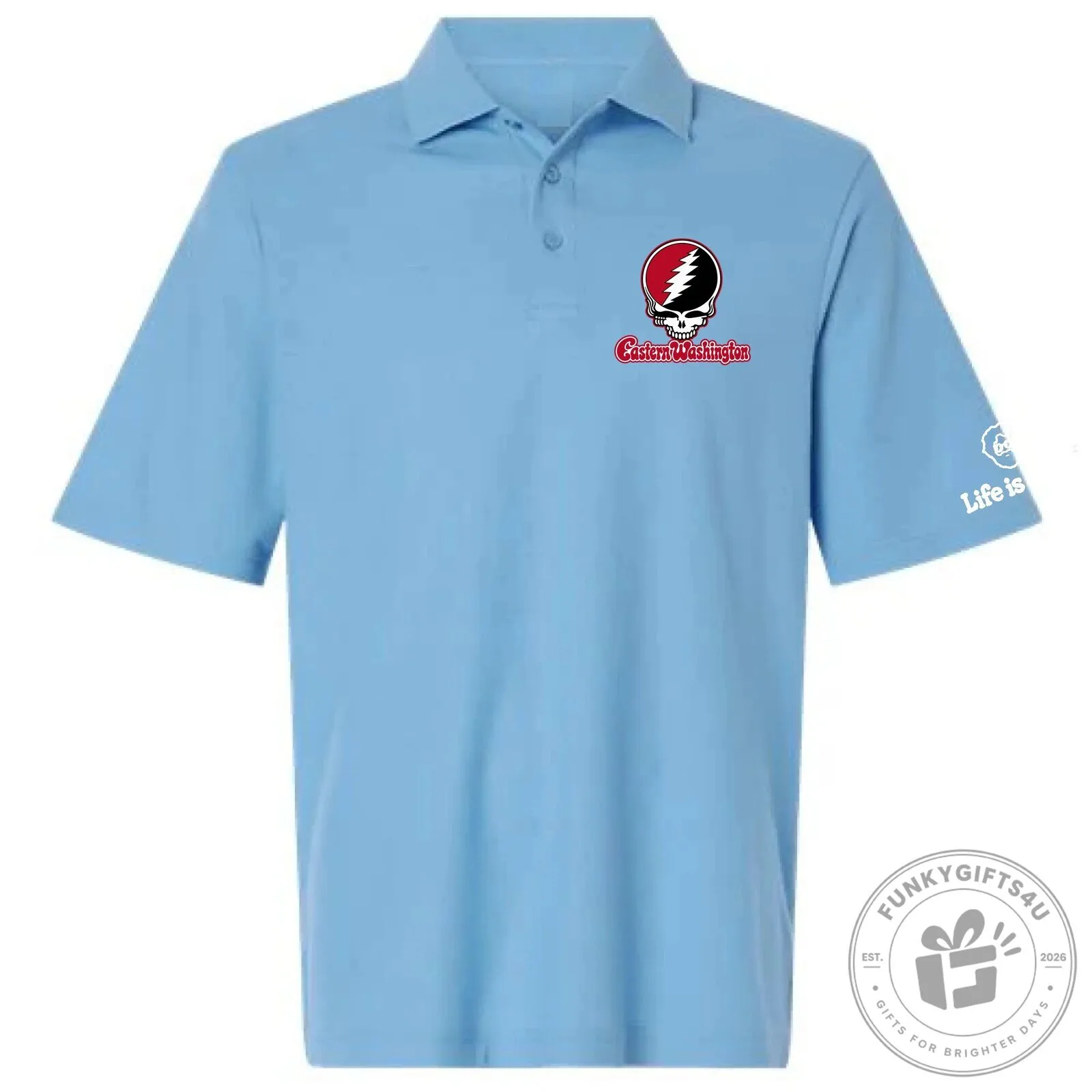 Eastern Washington University Grateful Dead Steal Your Face Skull Polo Shirt