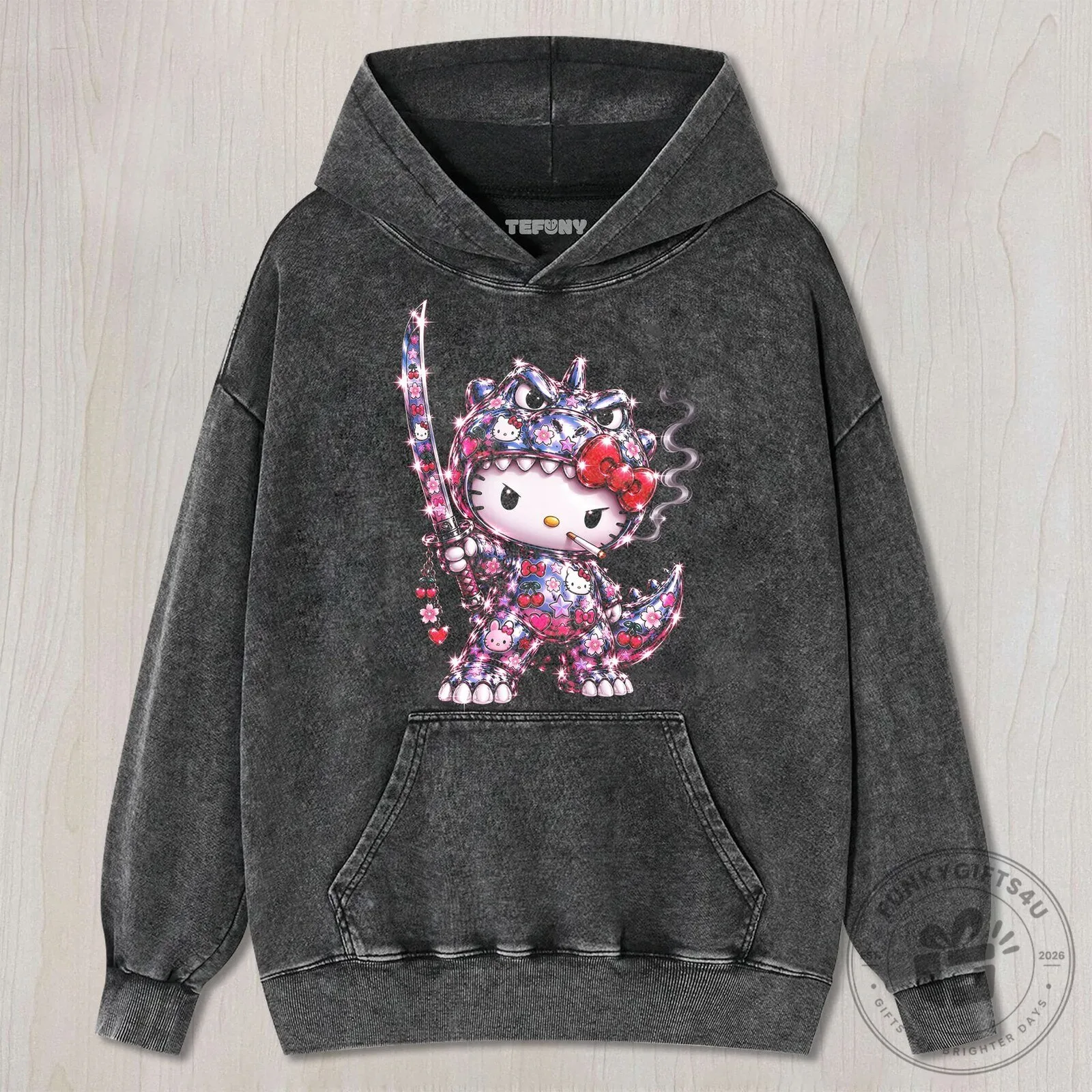 Sparkling Hello Kitty Dinosaur Samurai Sword Dark Humor T-Shirt 13 Sparkling Hello Kitty Dinosaur Samurai Sword Dark Humor T-Shirt