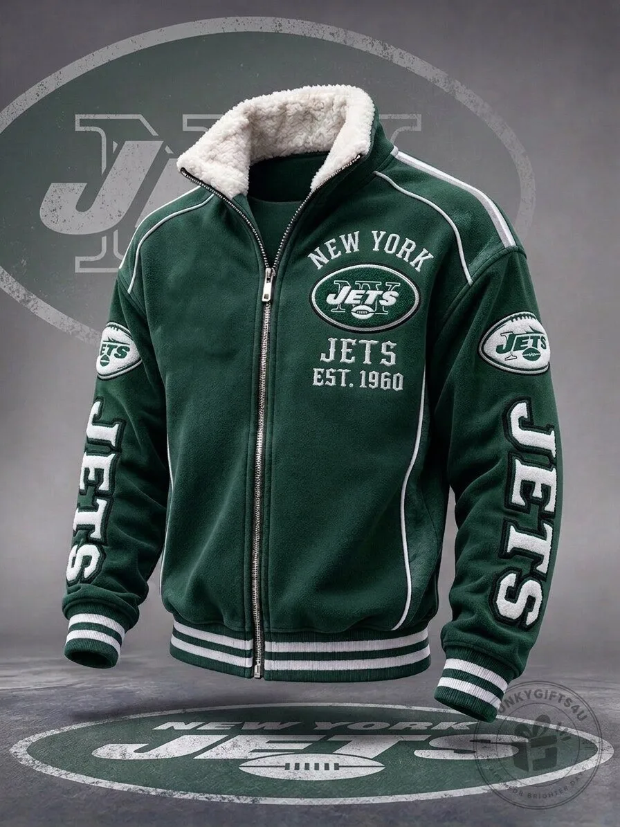 New York Jets Green Fleece Sherpa Lined Full-Zip Jacket for Men