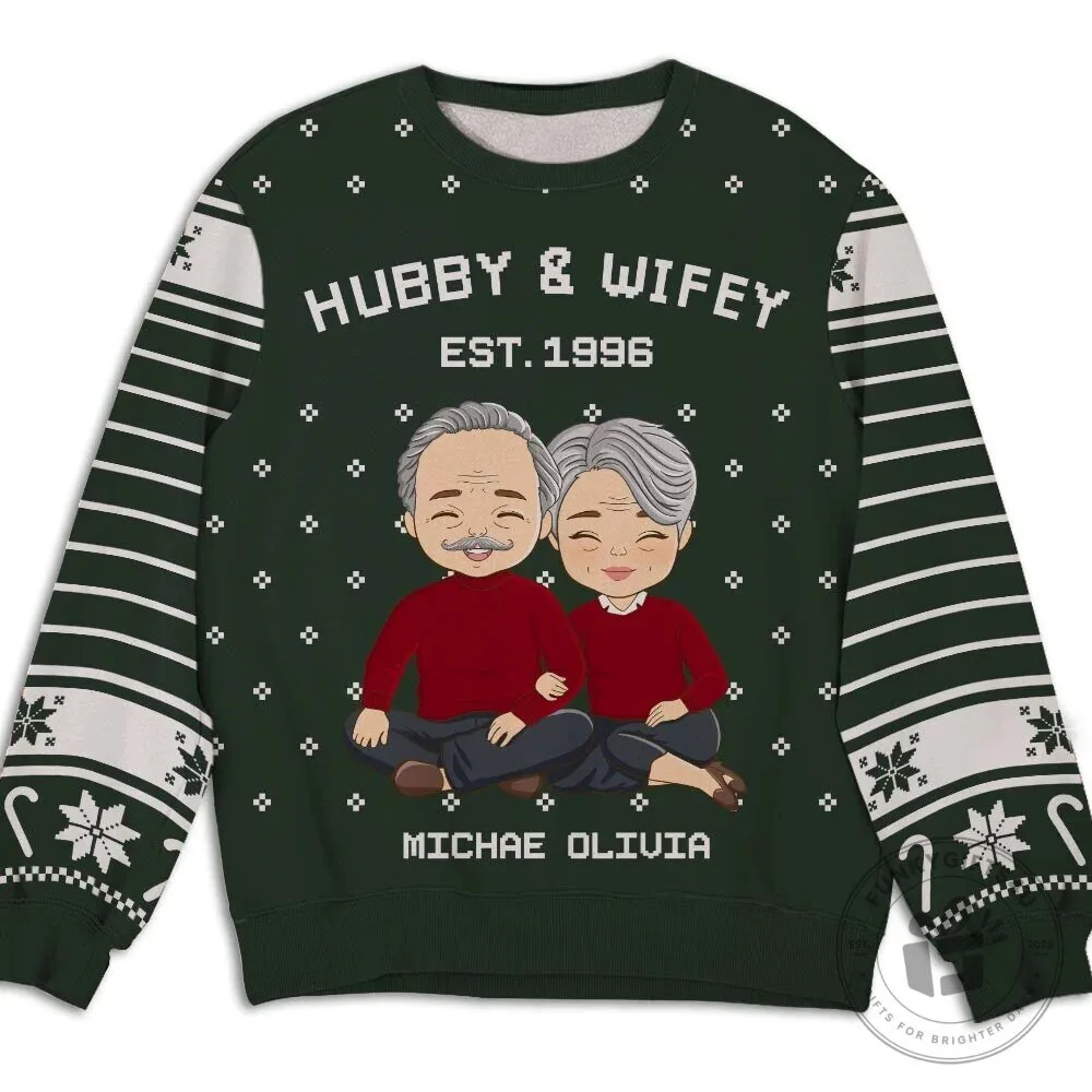 Hubby And Wifey Est 1996 Michael Olivia Christmas Holiday Sweatshirt 2 Hubby And Wifey Est 1996 Michael Olivia Christmas Holiday Sweatshirt