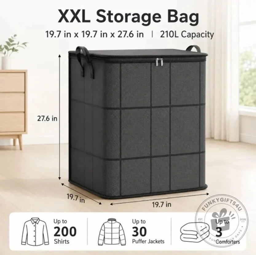 XXL Large Capacity Storage Bag with Zipper for Clothes, Quilts, and Bedding