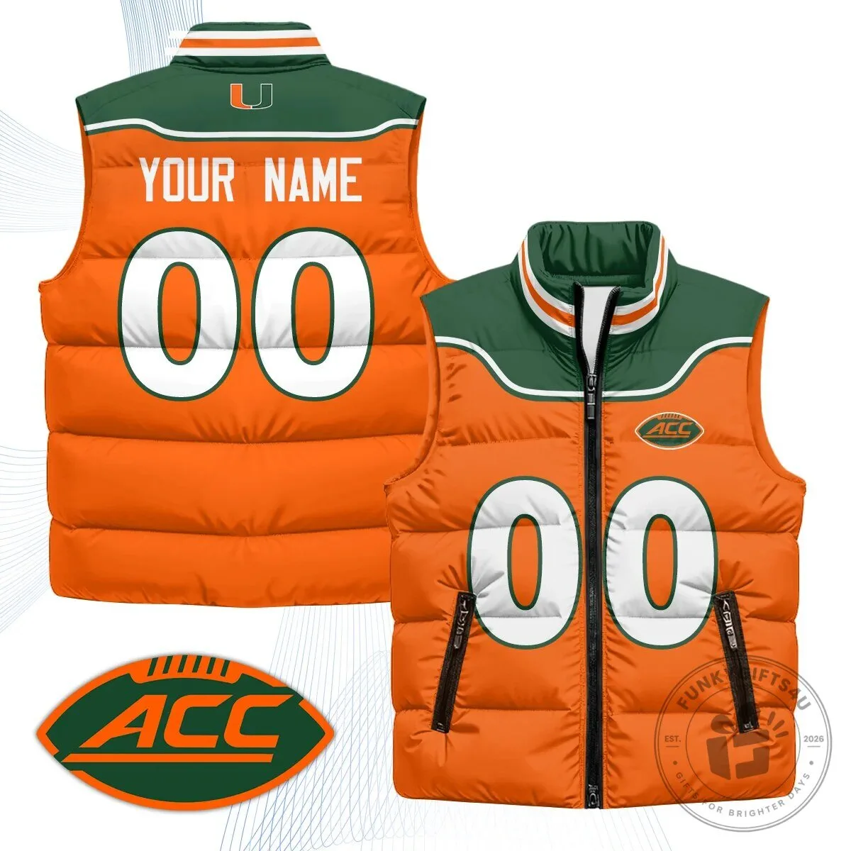 Miami Hurricanes 2001 Throwback Custom Puffer Vest