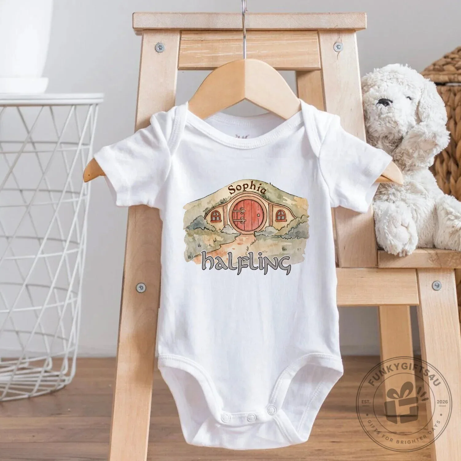 Personalized Hobbit Hole Door Halfling Baby Bodysuit