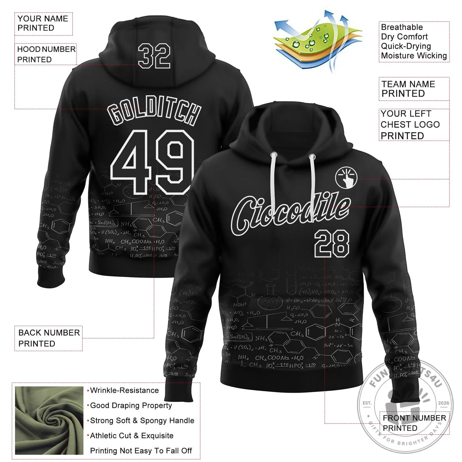 Custom Black and White Science Chemical Formula Personalized Hoodie 11 Custom Black and White Science Chemical Formula Personalized Hoodie