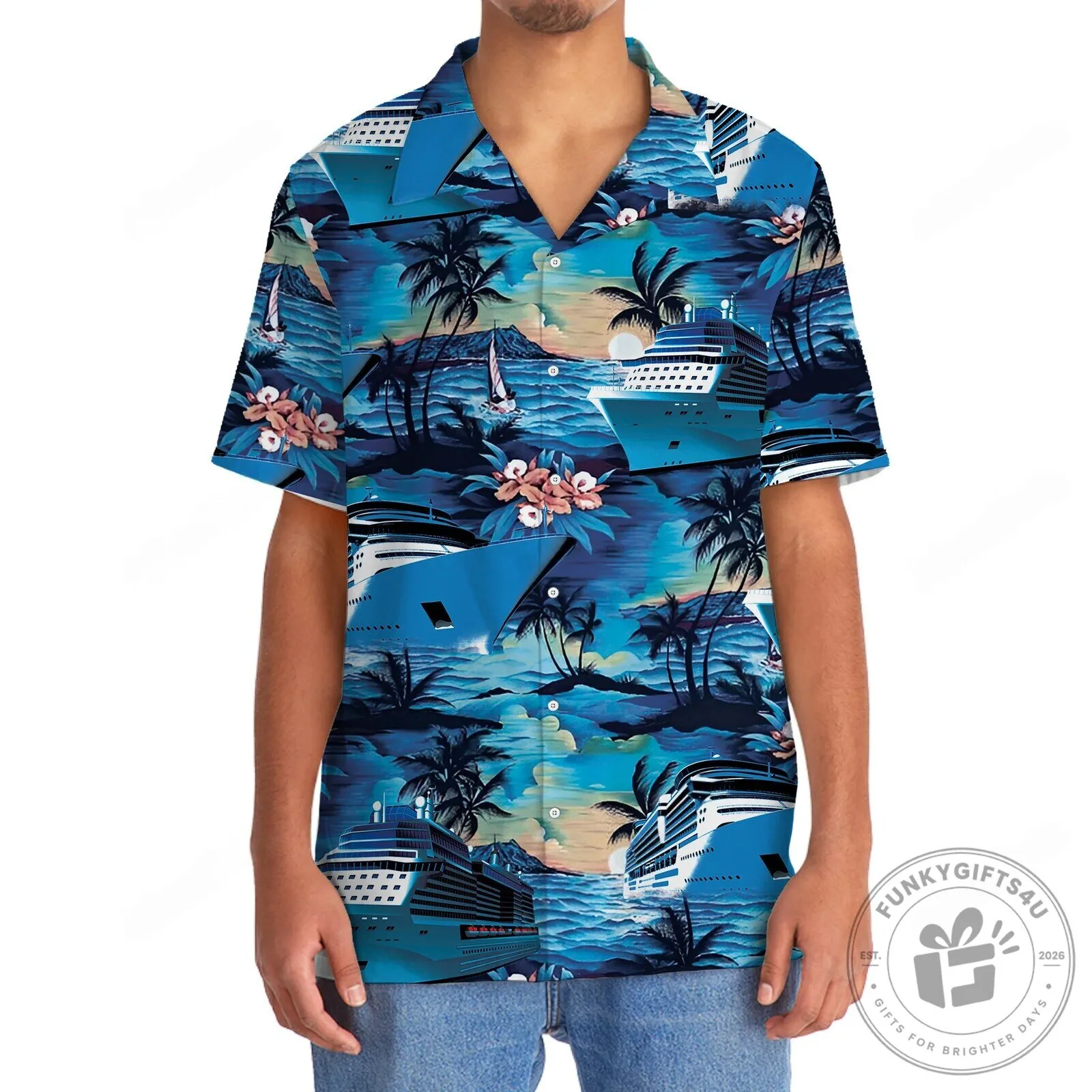 Tropical Cruise Ship Ocean Sunset Hawaiian Shirt for Men and Women 10 Tropical Cruise Ship Ocean Sunset Hawaiian Shirt for Men and Women