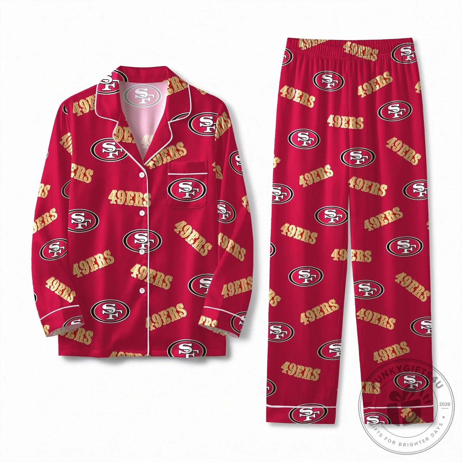 San Francisco 49ers Football Team Logo Red Pajamas Set