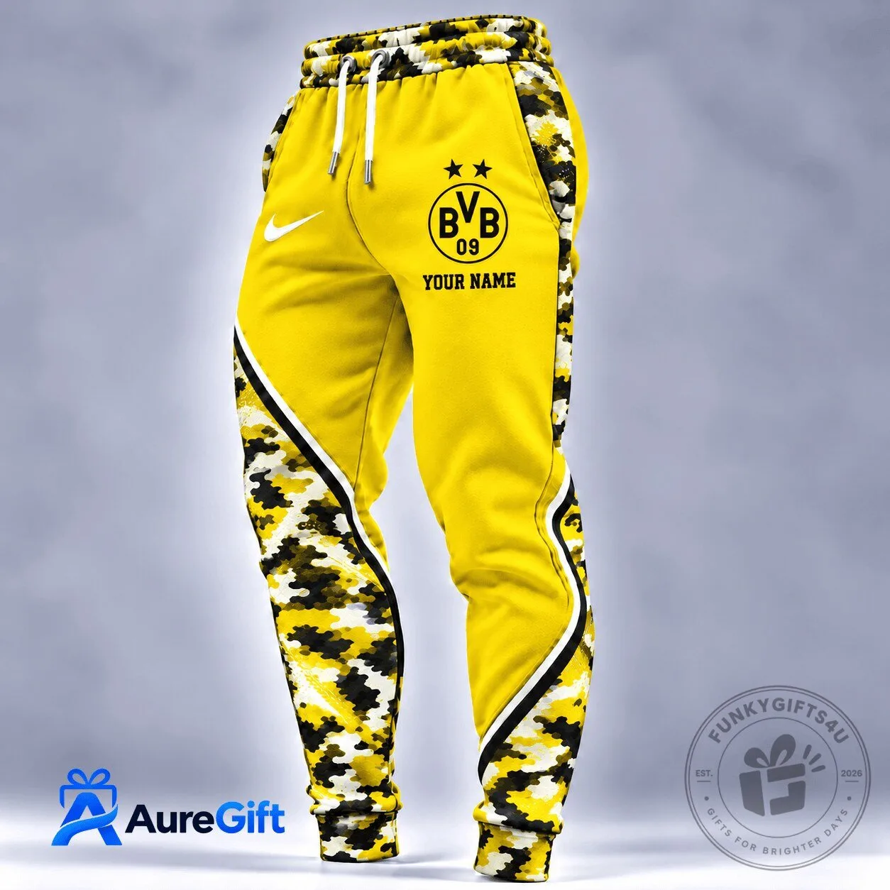 Borussia Dortmund Personalized Name Yellow Camouflage Soccer Fan Jogger Pants