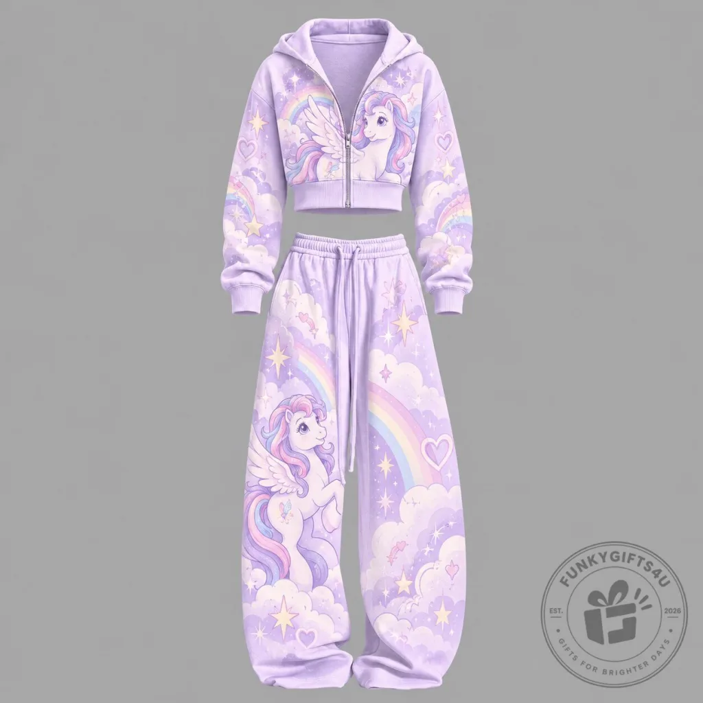 My Little Pony Pegasus Rainbow Clouds Cropped Hoodie My Little Pony Pegasus Rainbow Clouds Cropped Hoodie