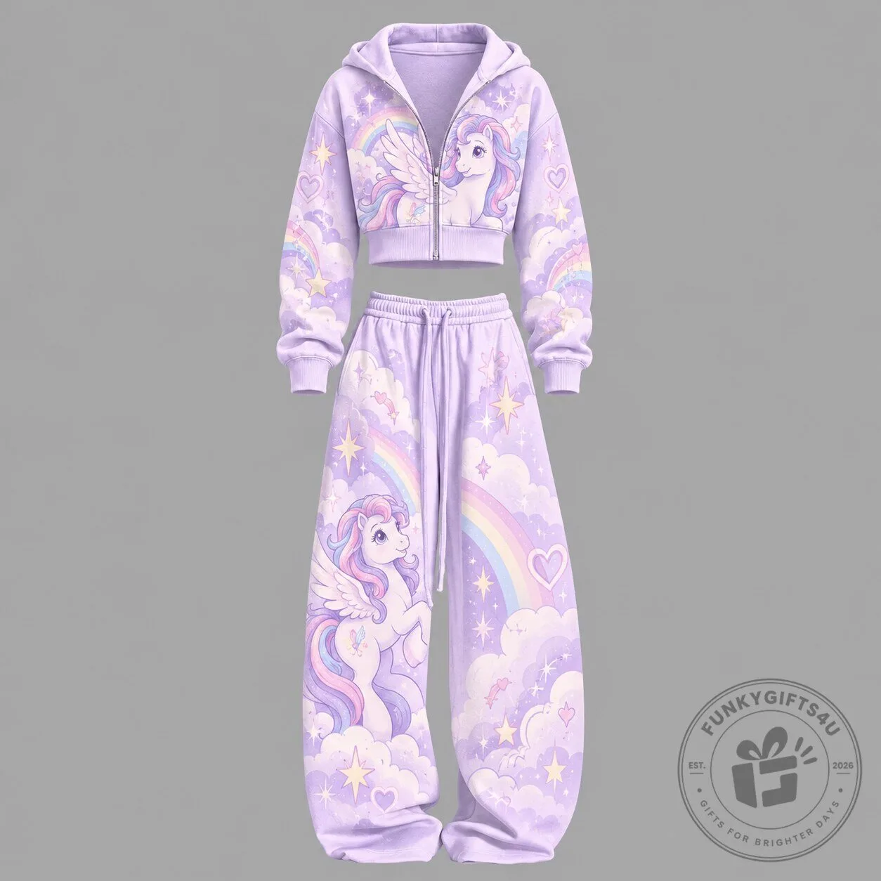 My Little Pony Pegasus Rainbow Clouds Cropped Hoodie