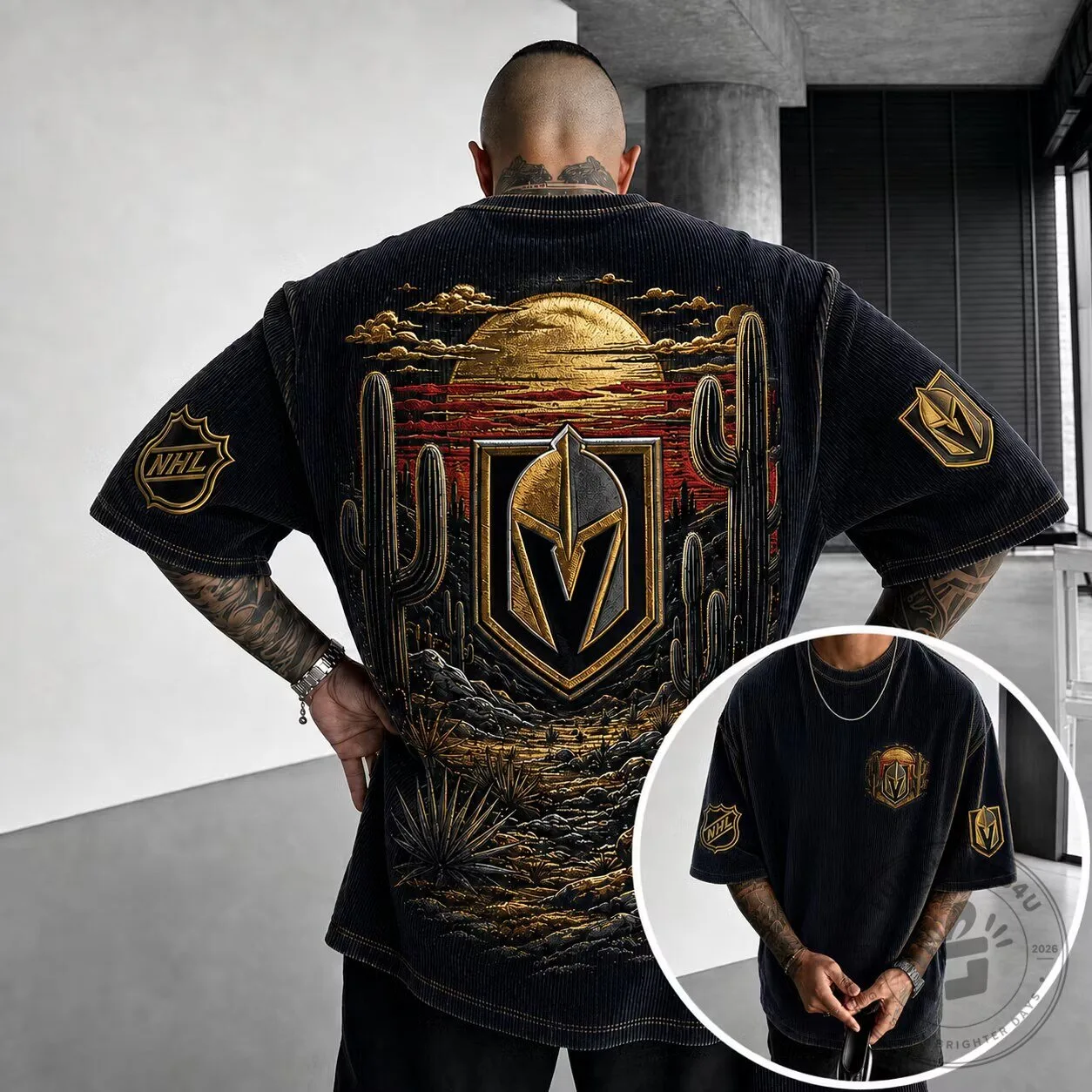 Vegas Golden Knights Desert Sunset Graphic NHL Hockey Fan T-Shirt