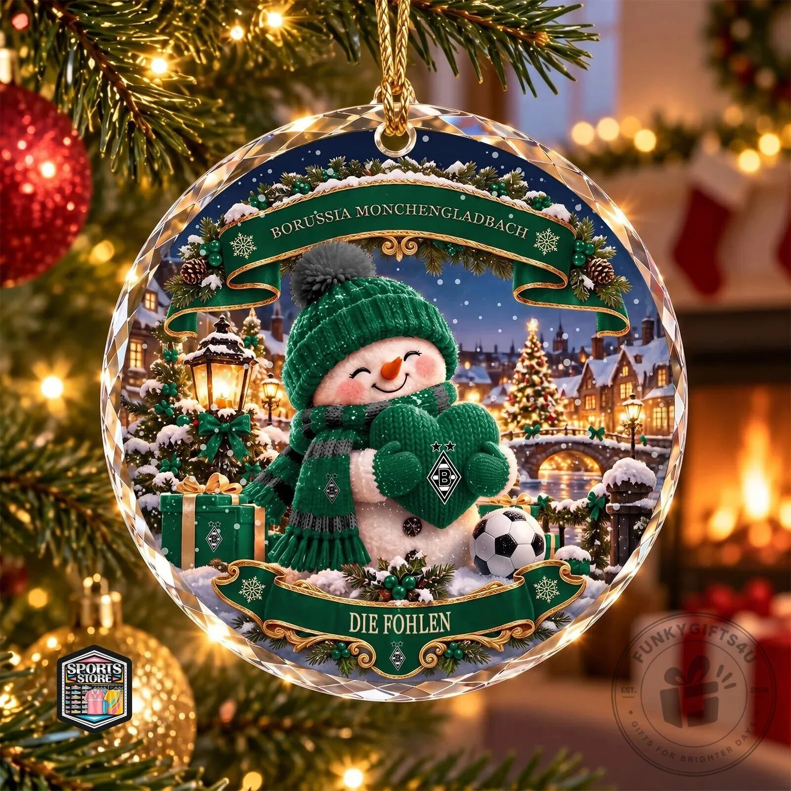 Borussia Monchengladbach Snowman Christmas Holiday Ornament