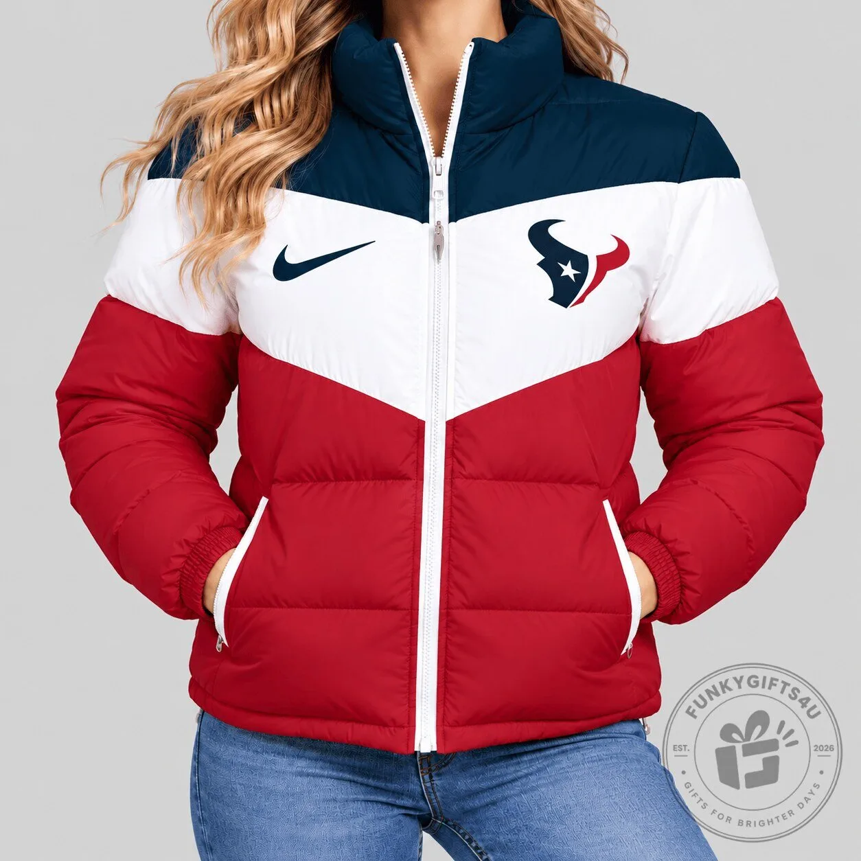 Houston Texans National Football League Chevron Puffer Jacket