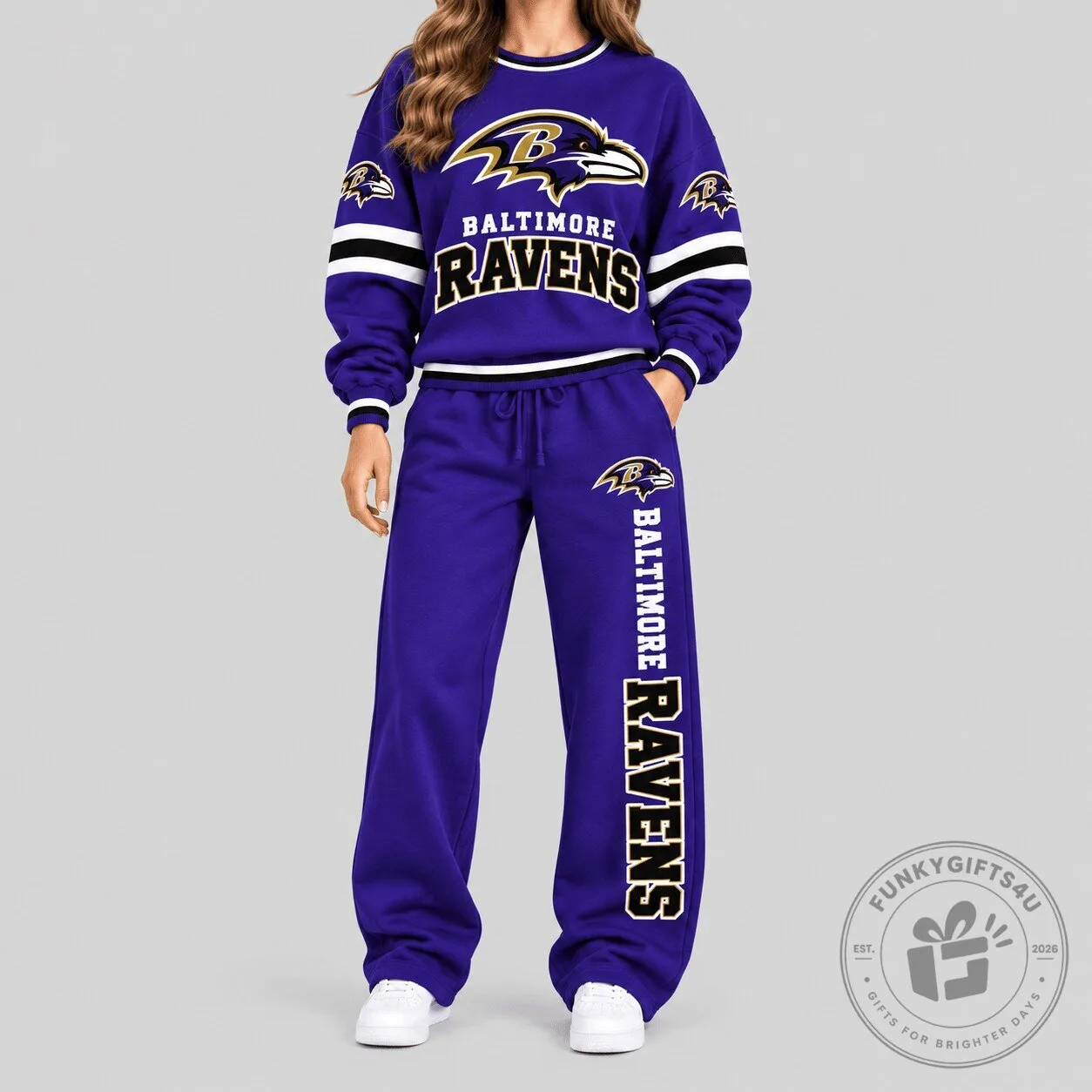 Baltimore Ravens NFL Classic Crewneck Sweatshirt and Jogger Pants Set