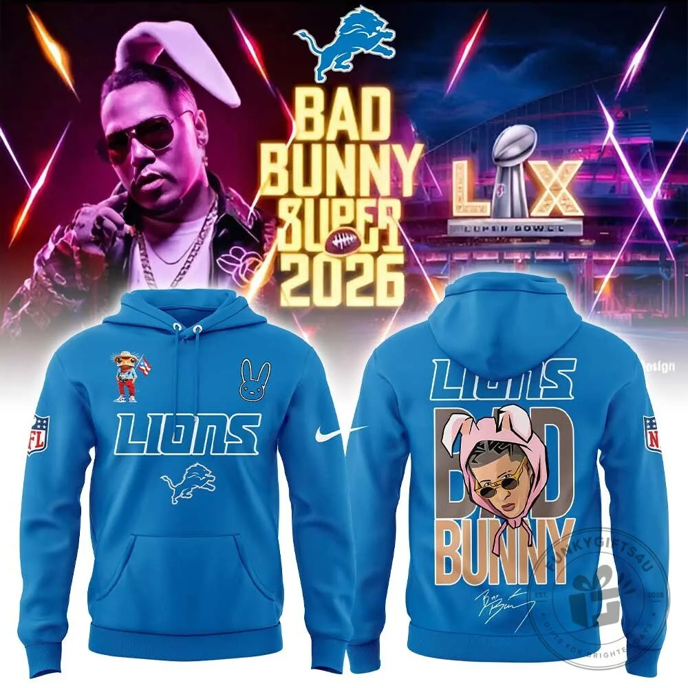 Detroit Lions Bad Bunny Super Bowl LIX 2026 Concert Tour Hoodie