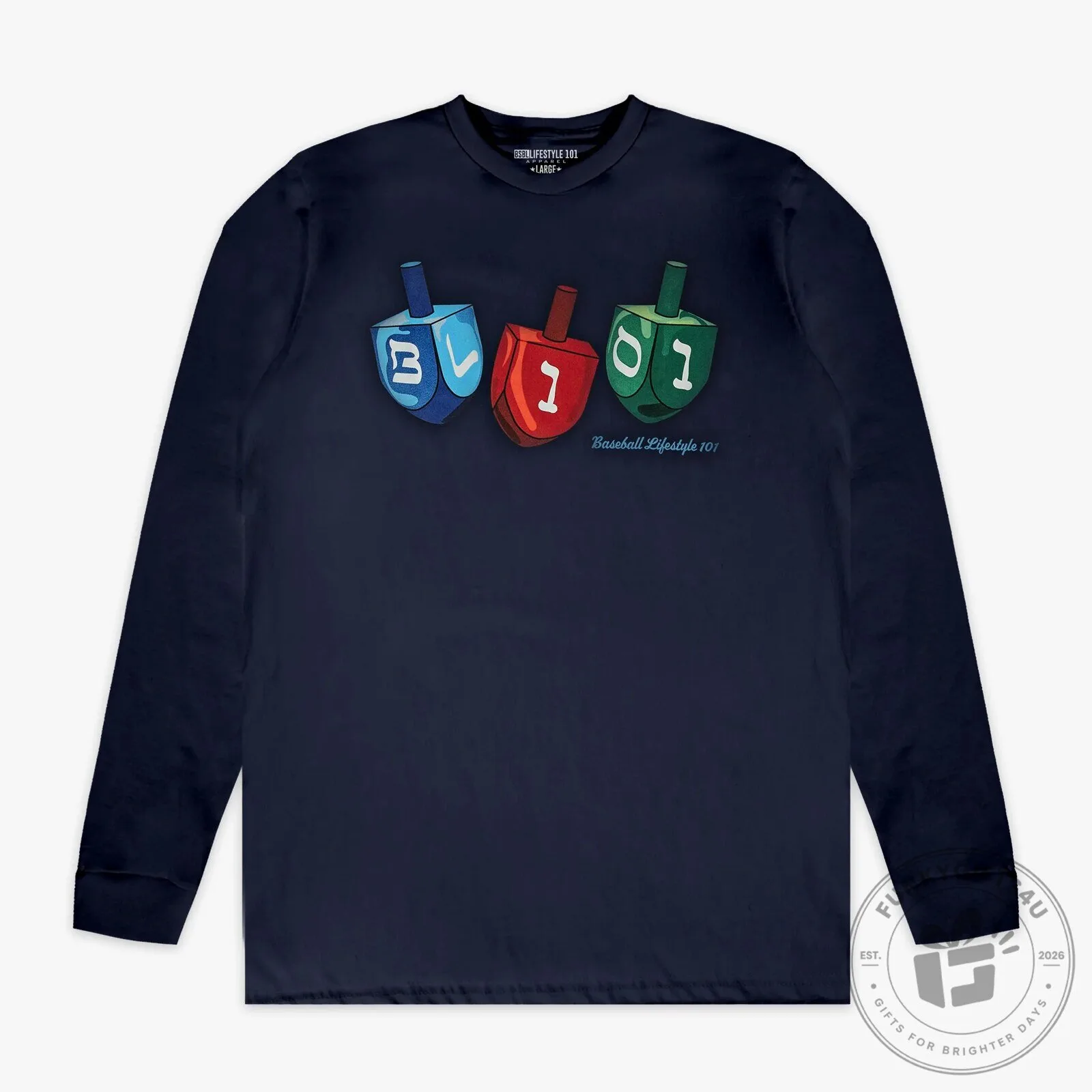 Baseball Dreidel Spin and Swing Youth Long Sleeve T-Shirt
